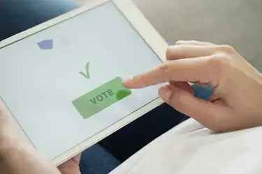 Person voting using a tablet